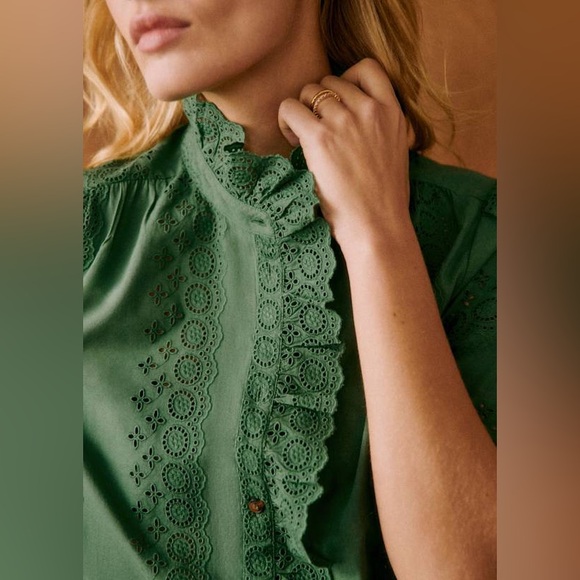 Sézane Dalhia Shirt in Bottle Green FR 38 / US 6 - Picture 3 of 8